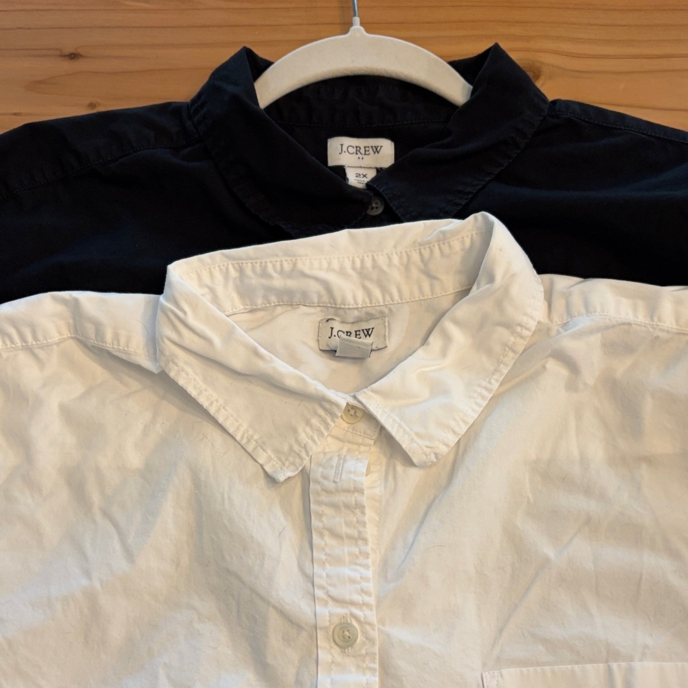 J. Crew 2 Shirt Bundle - 2X Black and White Cotton Tunic Button Down Shirts